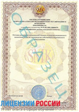 Образец сертификата соответствия (приложение) Городец Сертификат ISO 13485